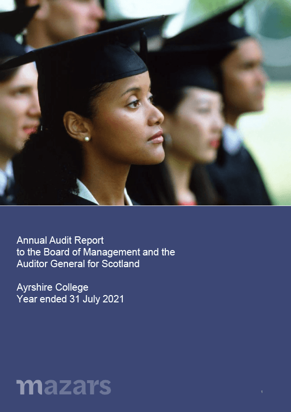 Publication cover: Ayrshire College annual audit 2020/21 