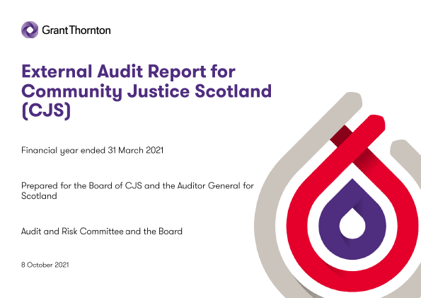 Publication cover: Community Justice Scotland annual audit 2020/21 