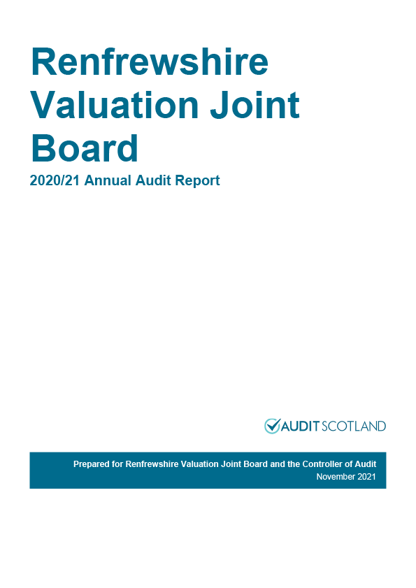 Publication cover: Renfrewshire Valuation Joint Board annual audit 2020/21 
