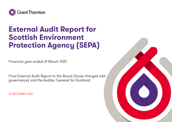 Publication cover: Scottish Environment Protection Agency annual audit 2020/21 