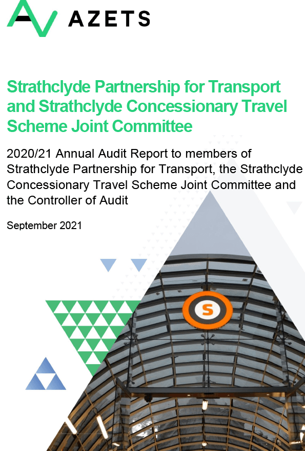 Publication cover: Strathclyde Partnership for Transport and Strathclyde Concessionary Travel Scheme Joint Committee annual audit 2020/21 