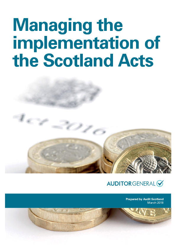 Publication cover: Managing the implementation of the Scotland Acts