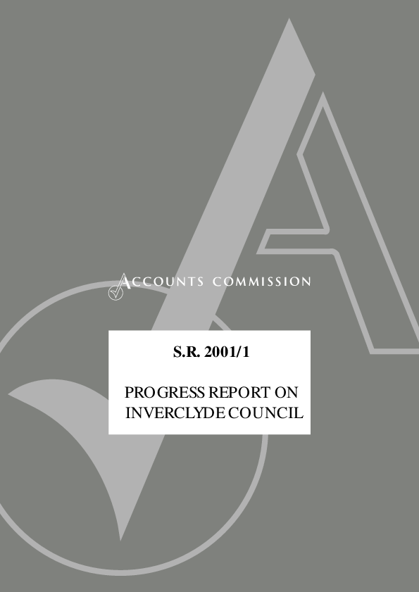 Publication cover: Progress report on Inverclyde Council - SR 2001/1