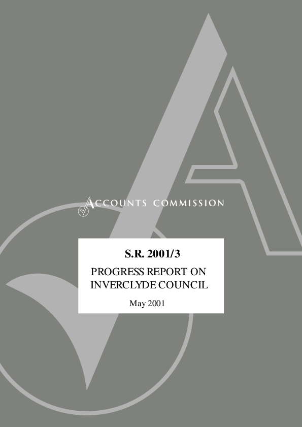 Publication cover: Progress report on Inverclyde Council - S.R. 2001/3