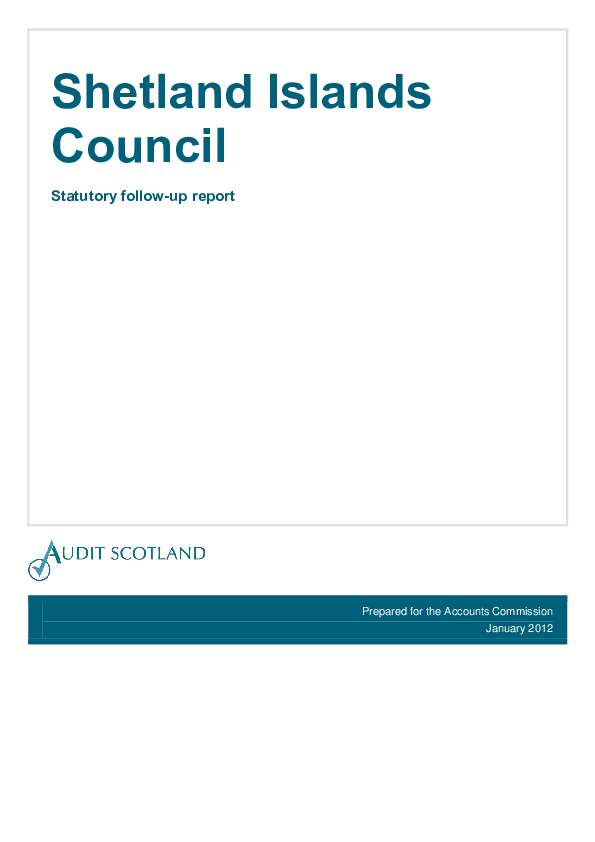 Publication cover: Shetland Islands Council - Statutory follow-up report 2012