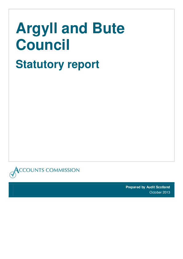Publication cover: Argyll & Bute Council Statutory report 2013